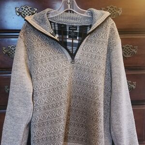 Buffalo David Bitton Gray Fair Isle Zip Up Sweater